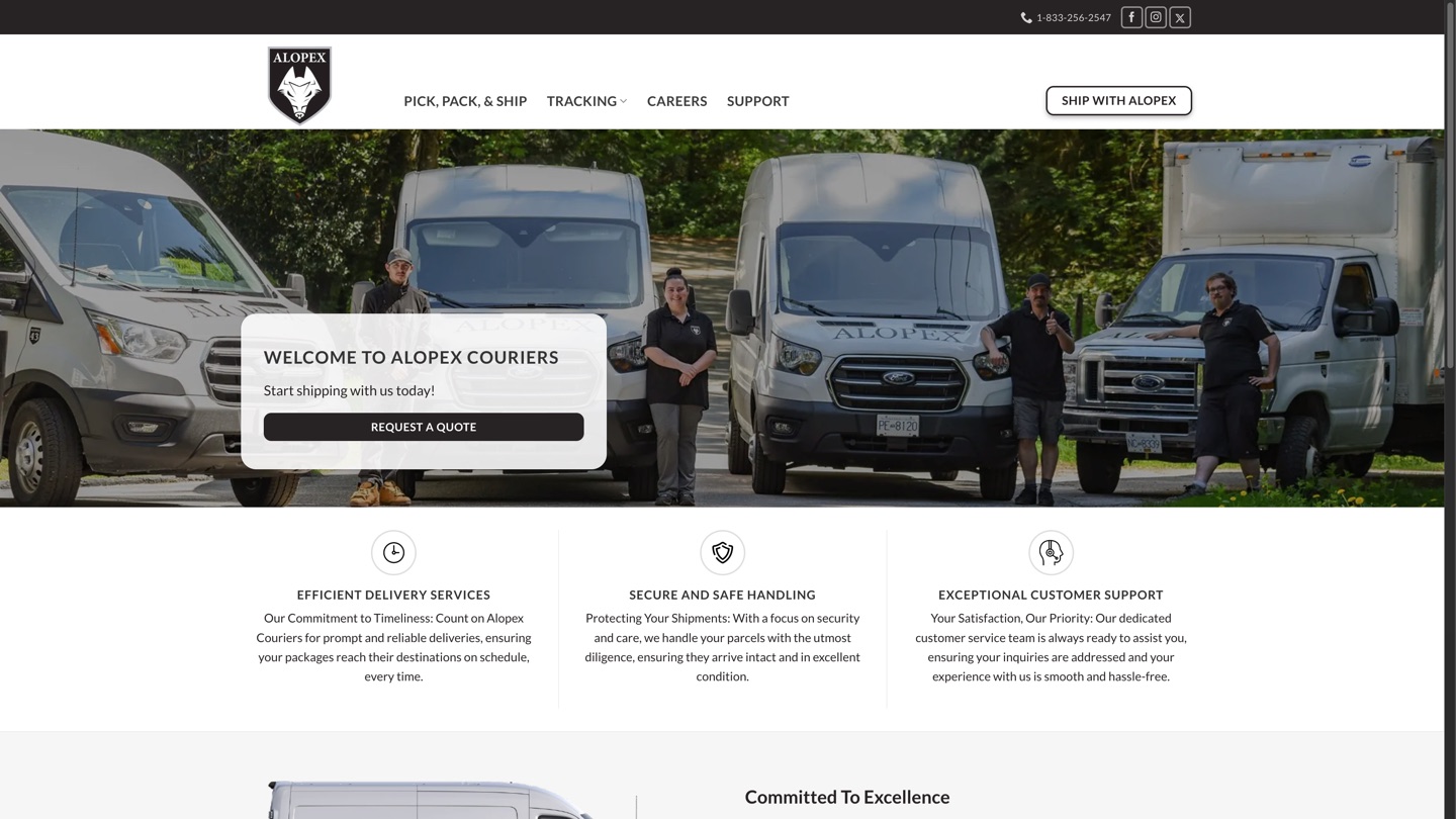 Alopex Couriers website