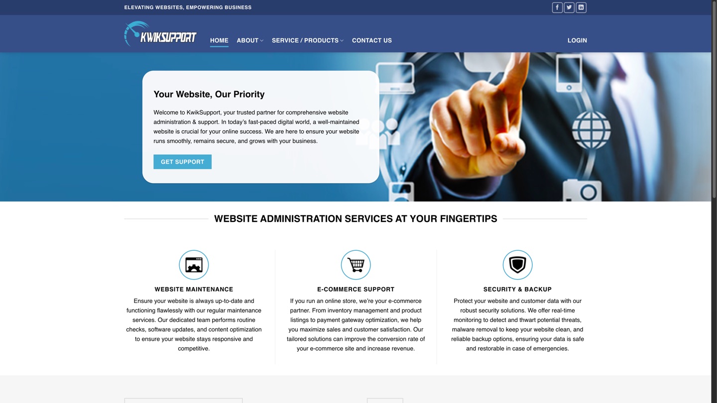Kwik Support website